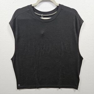 Smartwool Active Muscle Shirt Womens Large Black Sleeveless Crew Quick‎ Dry